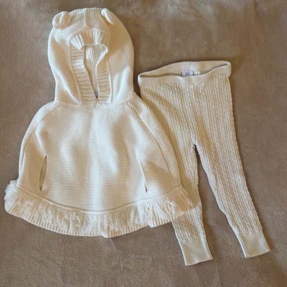 GAP Other - GAP Baby Girl's HOODED PONCHO and PANTS Size 18-24 Mth in color Cream